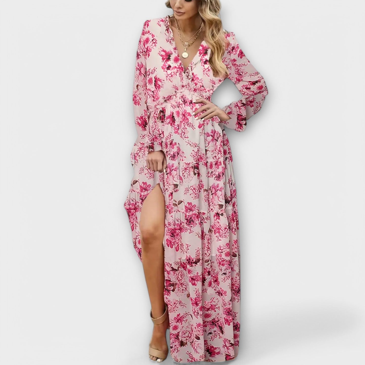 Clarice | Women's Floral V-Neck Maxi Dress – Maxi, Floral Print