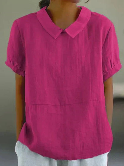 Bella | Women's Peter Pan Collar Short Sleeve Casual Top