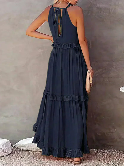Vera | Women's Elegant Sleeveless Dress with Ruffles – Sleeveless, Ruffle Detail