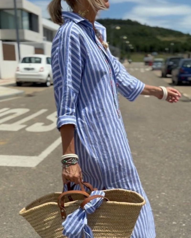 Joyce | Women's Timeless Striped Shirt Dress – Striped, Classic
