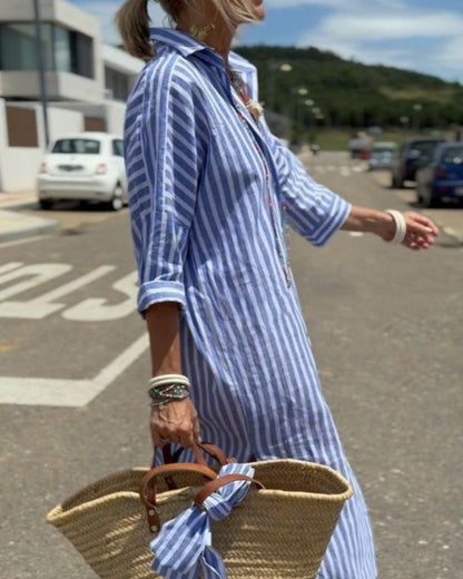 Joyce | Women's Timeless Striped Shirt Dress – Striped, Classic