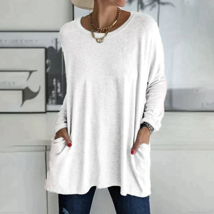 Erin | Women's Oversized Long Sleeve Tunic Top with Pockets – Long Sleeve