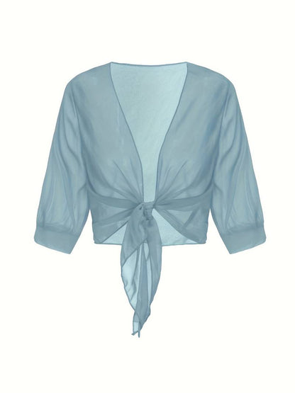 Brenda | Women's Sheer Tie Front Cardigan Open Front Cover Up – Layering