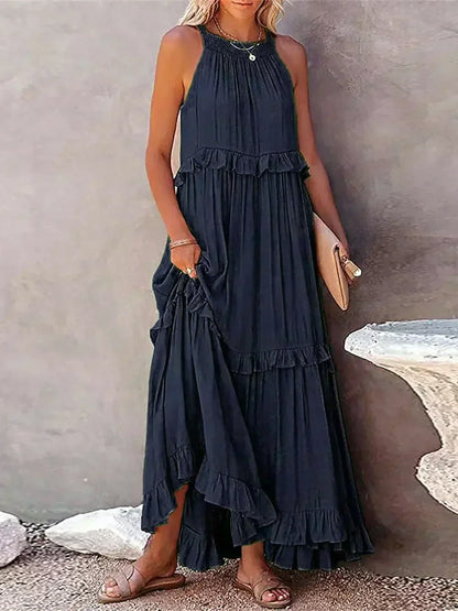Vera | Women's Elegant Sleeveless Dress with Ruffles – Sleeveless, Ruffle Detail