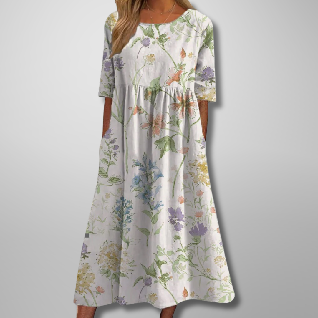 Remy | Women's Relaxed Floral Midi Dress – Midi, Floral Print