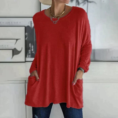 Erin | Women's Oversized Long Sleeve Tunic Top with Pockets – Long Sleeve