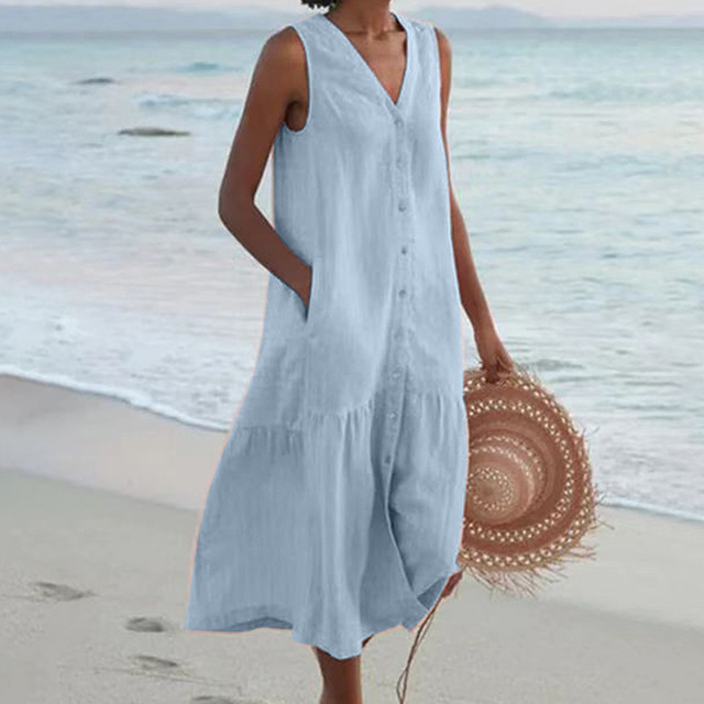 Jody | Women's Sleeveless Buttoned Midi Dress – Midi, Sleeveless