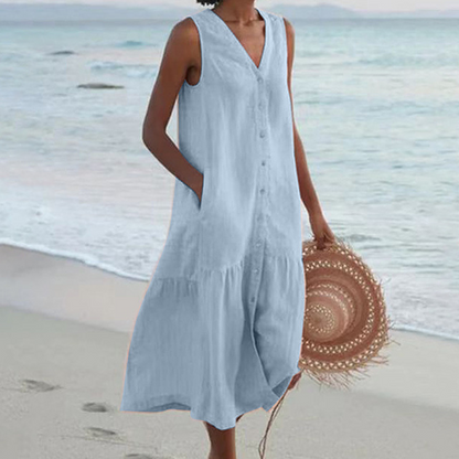 Jody | Women's Sleeveless Buttoned Midi Dress – Midi, Sleeveless