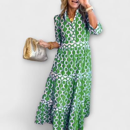 Viola | Women's Midi Dress with Chain Pattern – Midi
