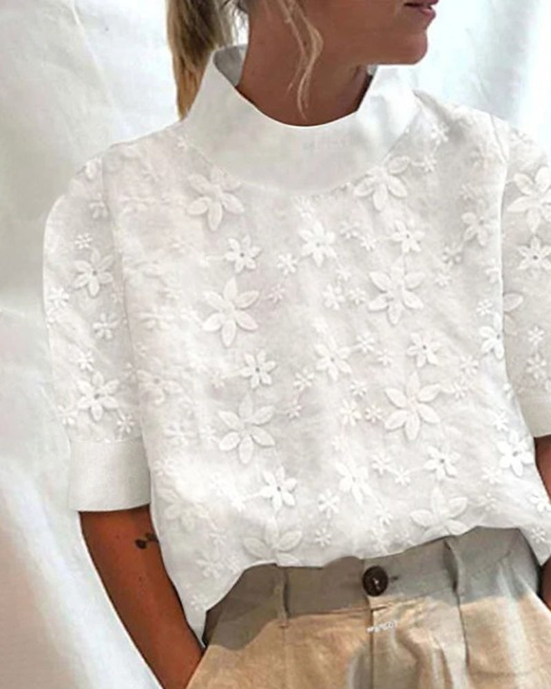 Jean | Women's Floral Solid Stand-Up Collar – Floral Print