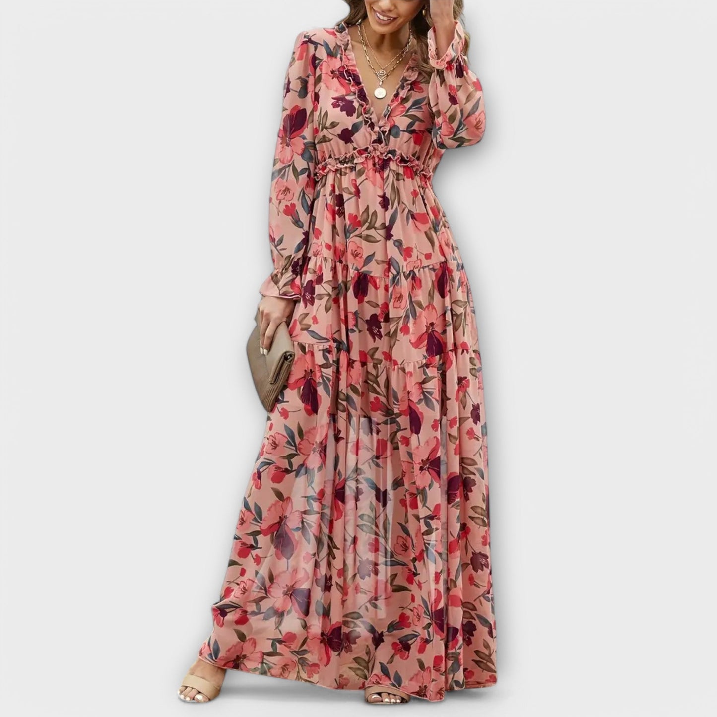 Clarice | Women's Floral V-Neck Maxi Dress – Maxi, Floral Print
