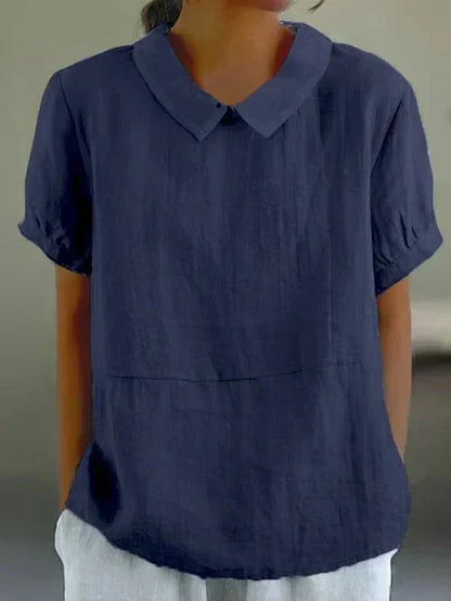 Bella | Women's Peter Pan Collar Short Sleeve Casual Top