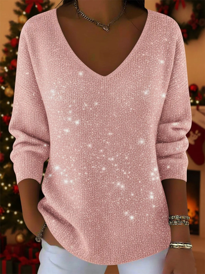 Rebecca | Women's Festive Jumper with V-Neck – V-Neck