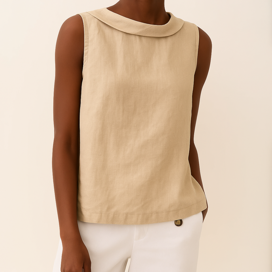 Margo | Women's Sleeveless Roll Collar Top – Sleeveless