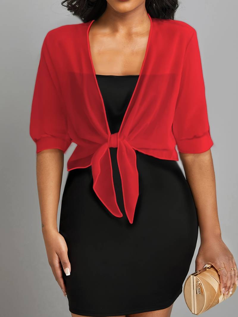 Brenda | Women's Sheer Tie Front Cardigan Open Front Cover Up – Layering