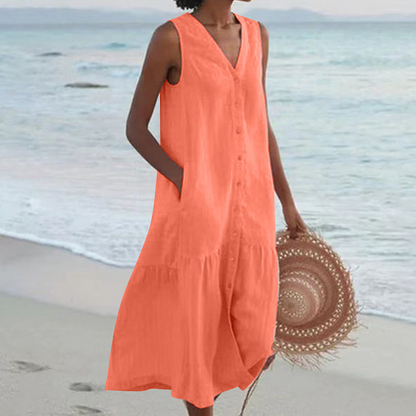 Jody | Women's Sleeveless Buttoned Midi Dress – Midi, Sleeveless