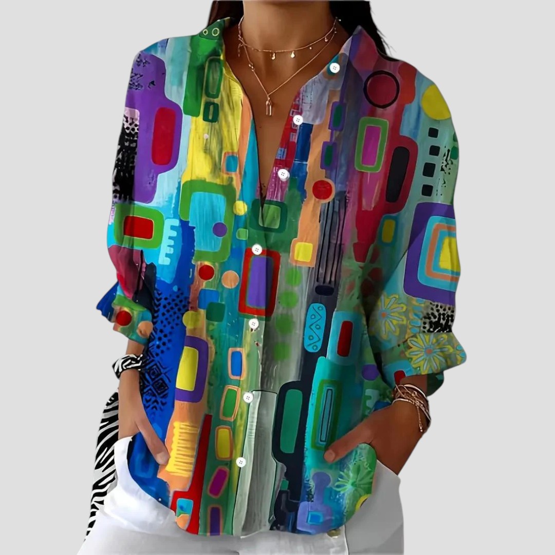 Eliana | Women's Elegant Blouse with Geometric Pattern – Elegant, Casual