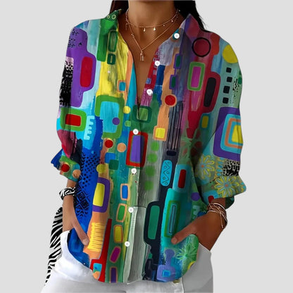 Eliana | Women's Elegant Blouse with Geometric Pattern – Elegant, Casual
