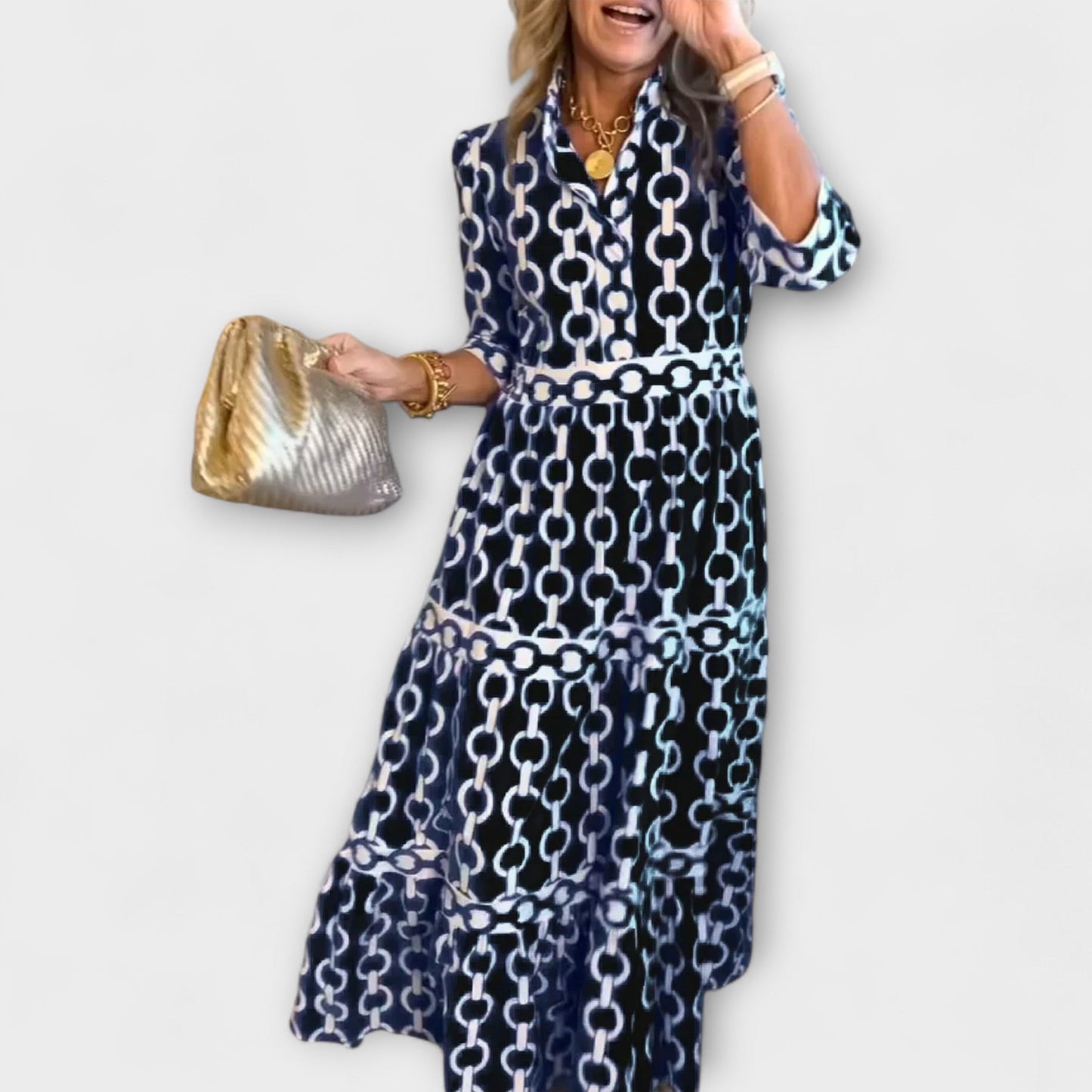 Viola | Women's Midi Dress with Chain Pattern – Midi