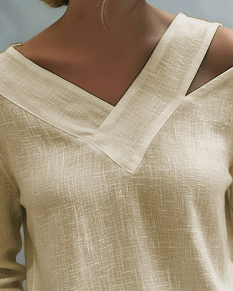 Daisy | Women's Asymmetric V-Neck Long Sleeve Top – Asymmetric Hem, V-Neck