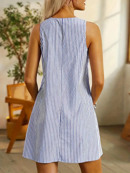 Ivy | Women's Stylish Striped Summer Dress with Pockets – Striped, Summer