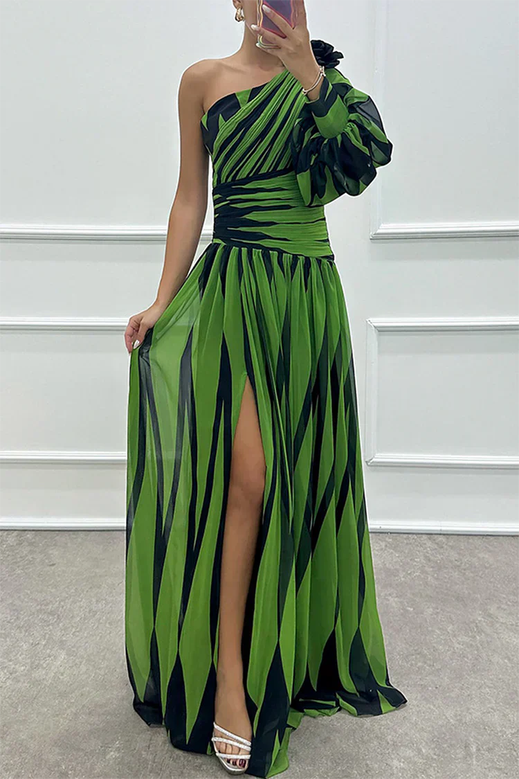 Anneliese | Women's Elegant Striped One Shoulder Maxi Dress