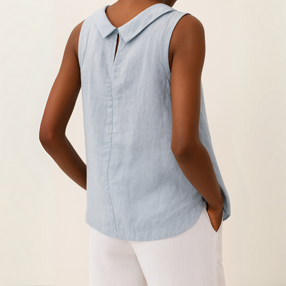 Margo | Women's Sleeveless Roll Collar Top – Sleeveless
