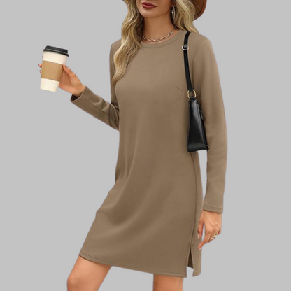 Nora | Women's Comfortable Long Sleeve Round Neck Dress – Long Sleeve