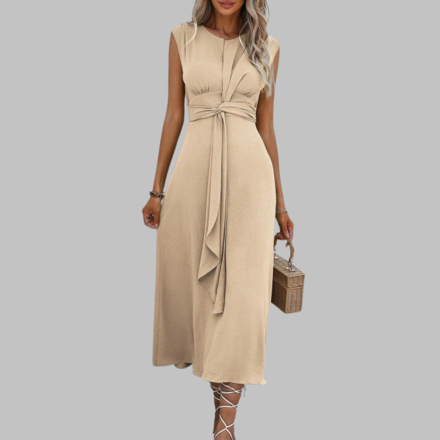 Aletta | Women's Elegant Sleeveless Round Neck Maxi Dress – Maxi, Sleeveless