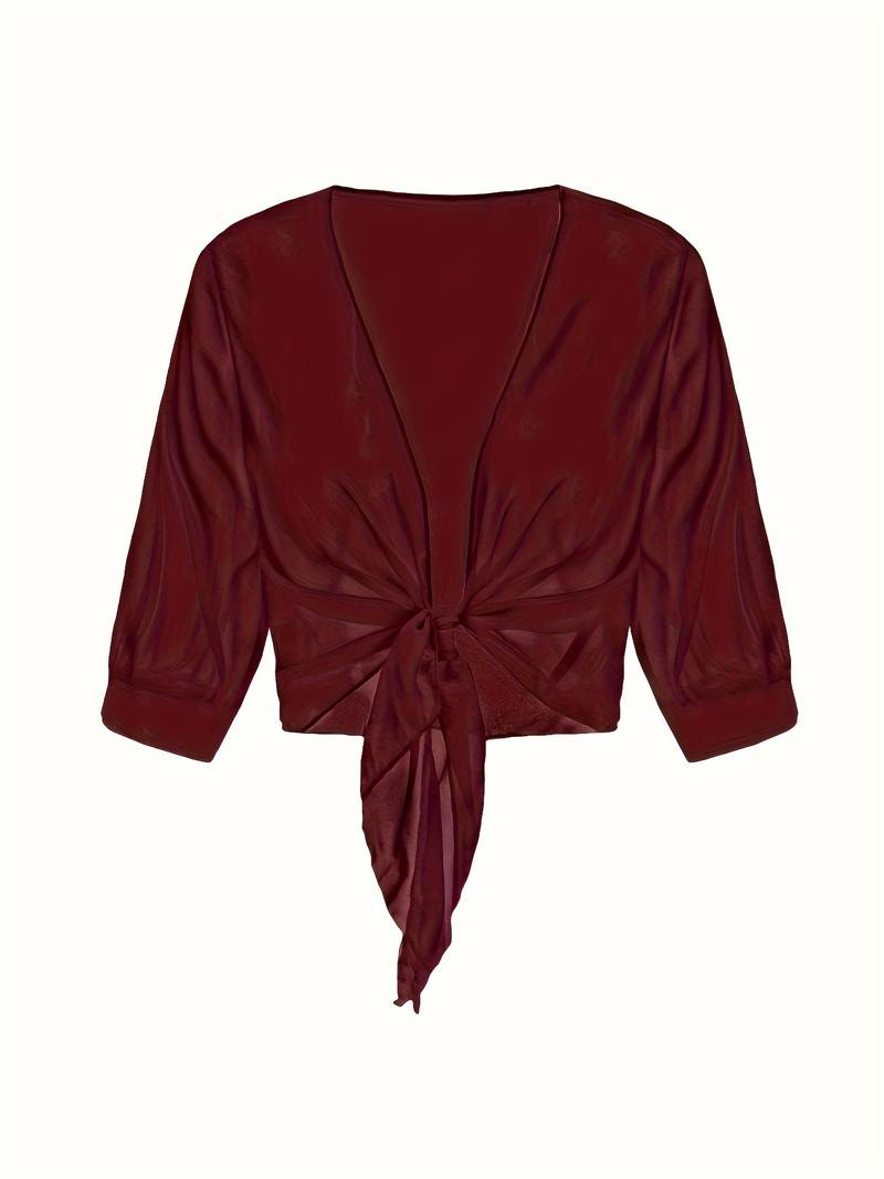 Brenda | Women's Sheer Tie Front Cardigan Open Front Cover Up – Layering