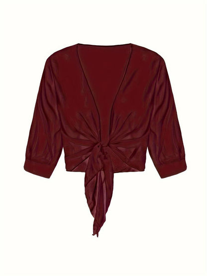 Brenda | Women's Sheer Tie Front Cardigan Open Front Cover Up – Layering