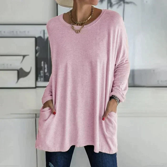 Erin | Women's Oversized Long Sleeve Tunic Top with Pockets – Long Sleeve