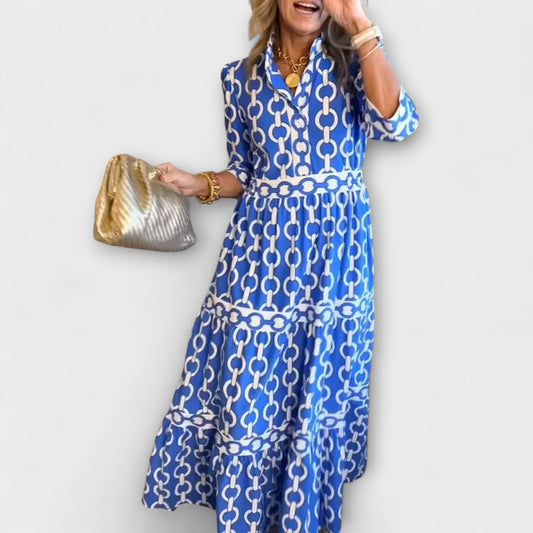 Viola | Women's Midi Dress with Chain Pattern – Midi