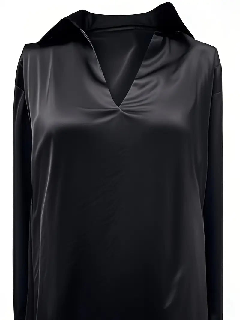 Kathy | Women's Premium V-Neck Satin Blouse – V-Neck, Satin