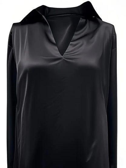 Kathy | Women's Premium V-Neck Satin Blouse – V-Neck, Satin