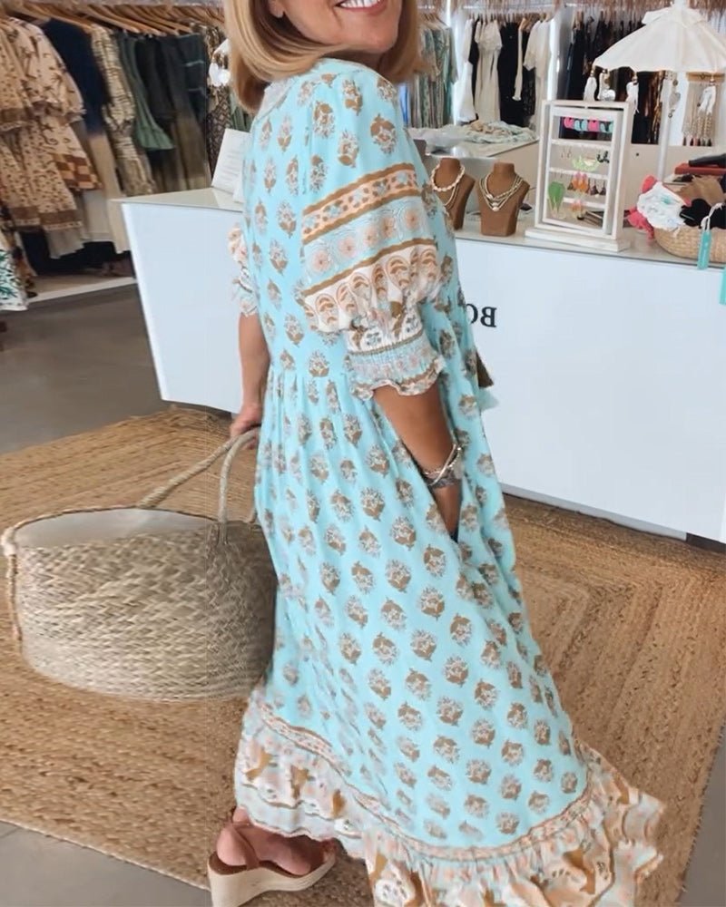 Loretta | Women's Boho Midi Tassel Dress – Midi, Boho