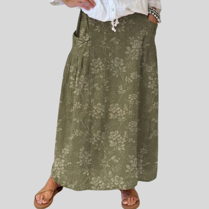 Cindy | Women's Vintage Floral Elastic waistband Pocket Skirt – Floral Print, Feminine