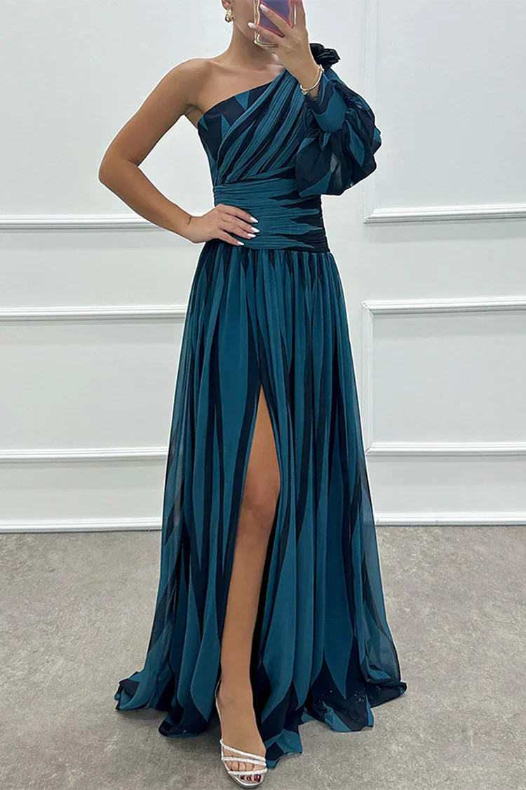 Anneliese | Women's Elegant Striped One Shoulder Maxi Dress