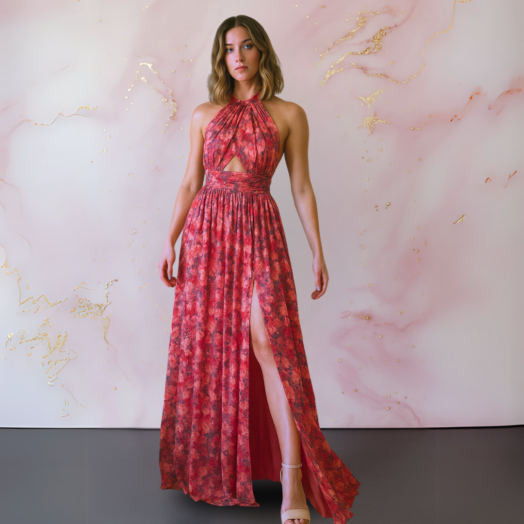 Breezy | Women's Elegant Floral Maxi Dress – Floral Print