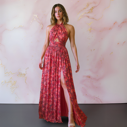 Breezy | Women's Elegant Floral Maxi Dress – Floral Print