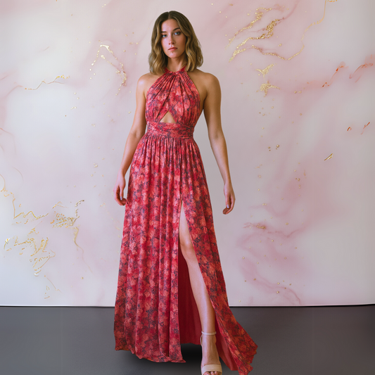 Breezy | Women's Elegant Floral Maxi Dress – Maxi, Floral Print