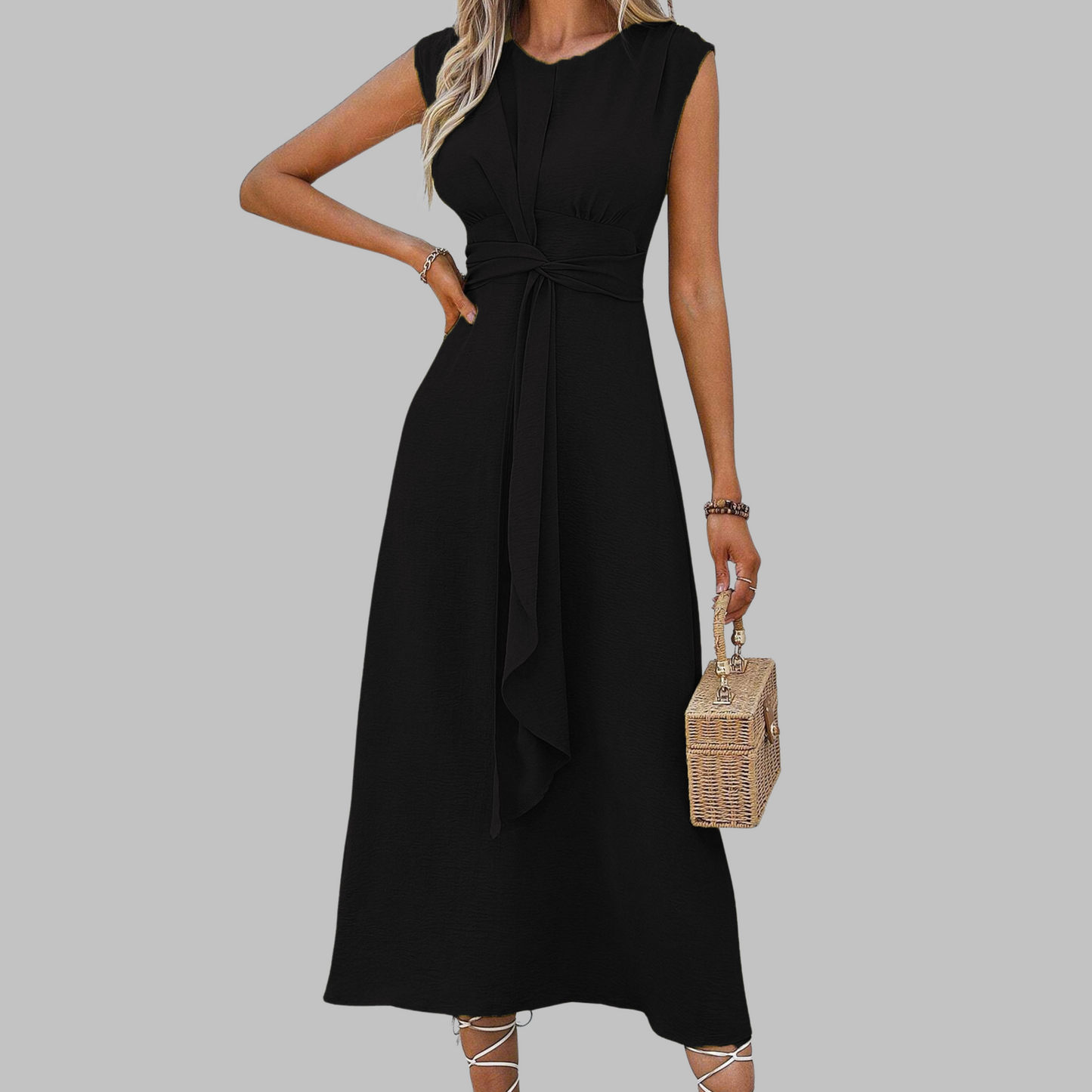 Aletta | Women's Elegant Sleeveless Round Neck Maxi Dress – Maxi, Sleeveless