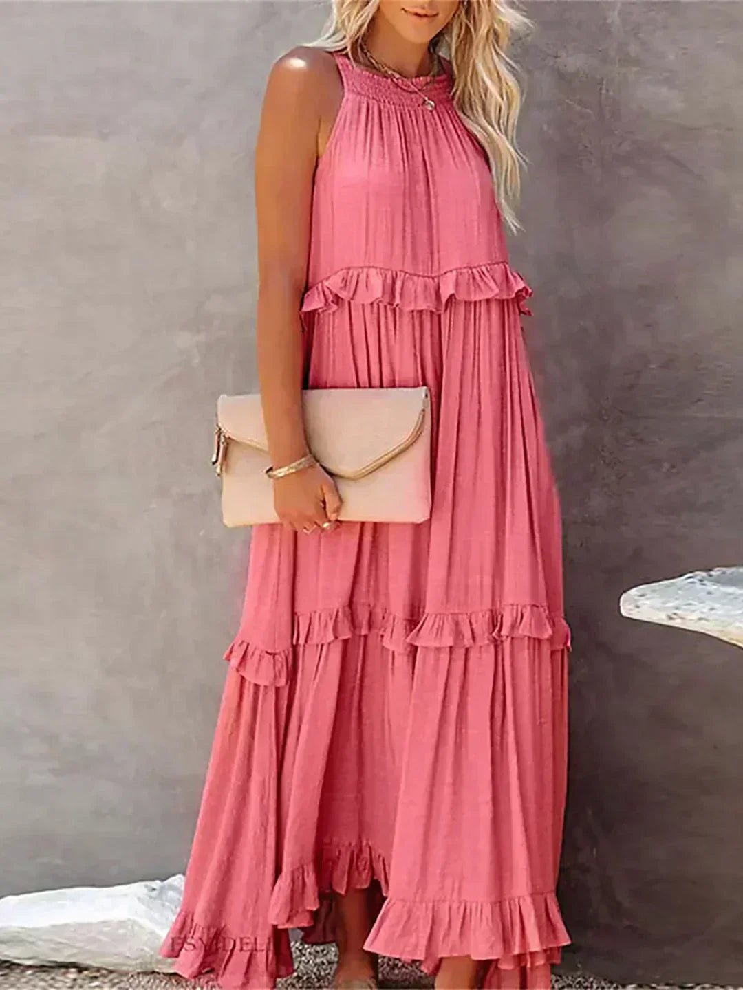 Vera | Women's Elegant Sleeveless Dress with Ruffles – Sleeveless, Ruffle Detail