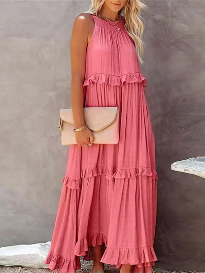 Vera | Women's Elegant Sleeveless Dress with Ruffles – Sleeveless, Ruffle Detail