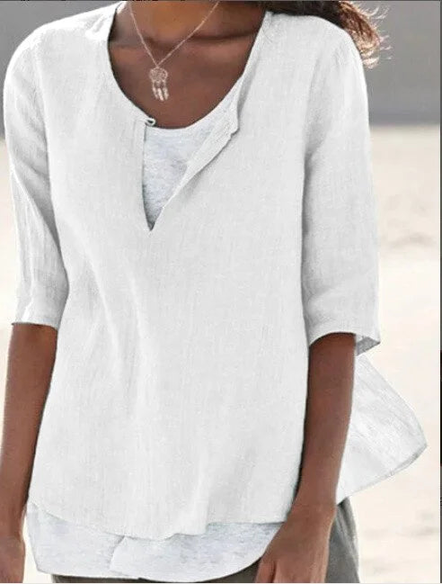 Robyn | Women's 3/4 Sleeve Blouse Split Neck Casual Top – Casual