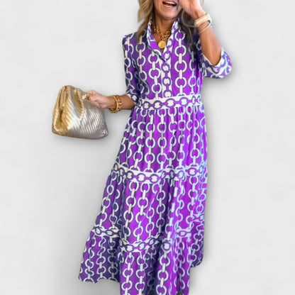 Viola | Women's Midi Dress with Chain Pattern – Midi