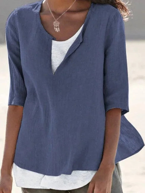 Robyn | Women's 3/4 Sleeve Blouse Split Neck Casual Top – Casual