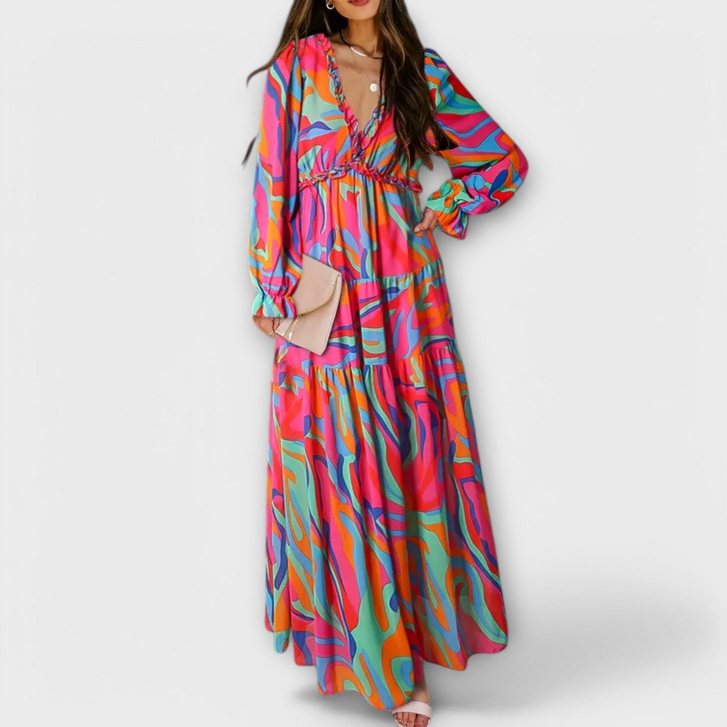 Clarice | Women's Floral V-Neck Maxi Dress – Maxi, Floral Print