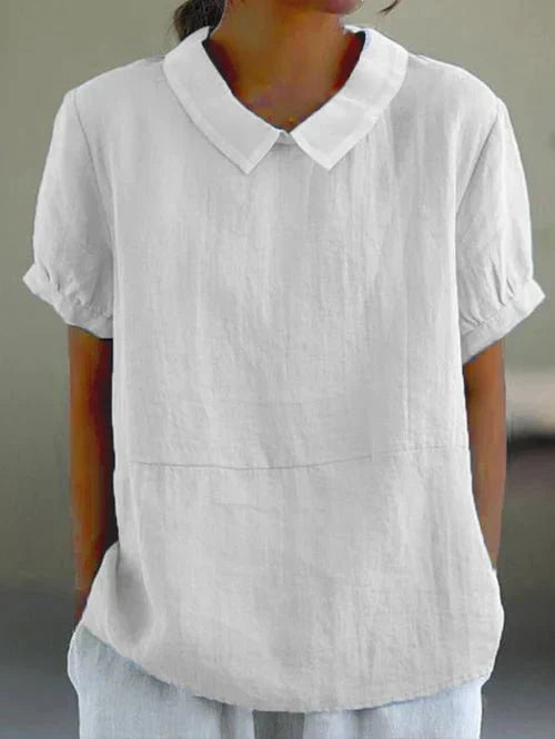 Bella | Women's Peter Pan Collar Short Sleeve Casual Top
