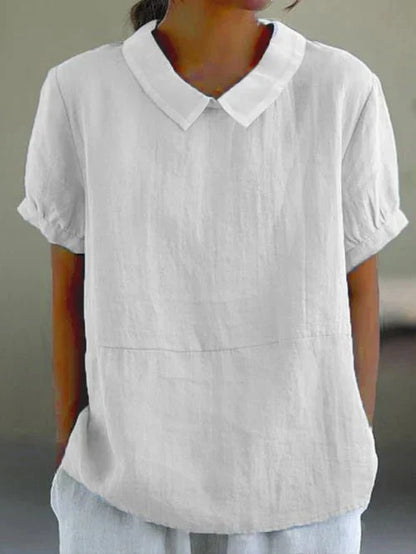 Bella | Women's Peter Pan Collar Short Sleeve Casual Top